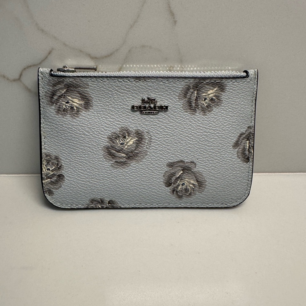 Coach Light Gray Floral Wristlet